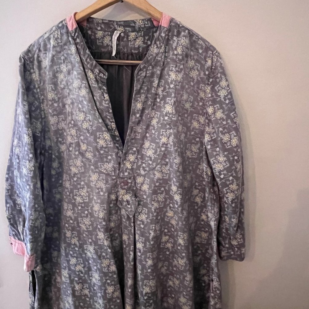 Magnolia Pearl Ines Sonora Top — Gray / Yellow Cotton Print